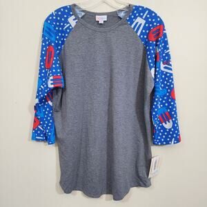 LuLaRoe NWT Randy popsicle & stars print raglan shirt woman's size large